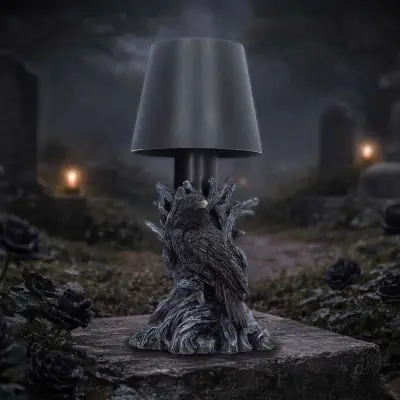 Figurine nevermore gothic raven led lamp